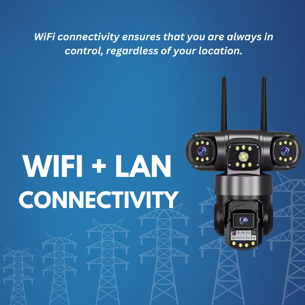 Batman Black 3in1 Wifi CCTV Camera (5MP+5MP+5MP) Full HD 3 Lens/3 Scre ...