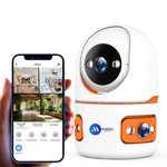 Maizic Smarthome TRIGENIE 5MP×3 Triple Lens WiFi Indoor CCTV Camera | Ultra HD 3-Screen View | Color Night Vision | AI Human Detection | 2-Way Audio | Multi-User Access | 128GB SD Card Support