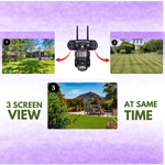 Batman Black 3in1 Wifi CCTV Camera (5MP+5MP+5MP) Full HD 3 Lens/3 Screen View Home Security Camera with Pan Tilt 360° View & 2 side camera horizontally rotate 180°