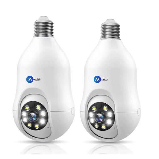Maizic Smarthome Orbit 360° Dual Pack | 3MP Wi-Fi Bulb CCTV Camera with Motion Tracking, Color Night Vision, Two-Way Audio | Compatible with B22 & E27 Holders (Pack of 2)