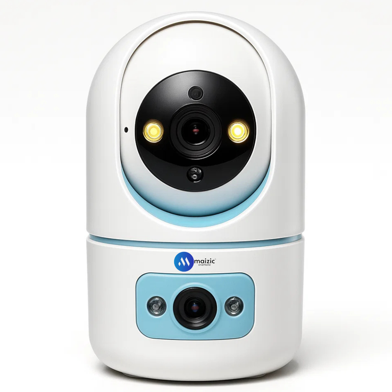 Maizic Smarthome Pikacam 4MP UHD Indoor WiFi PTZ Camera | 2-Lens/Screen View 360° Rotation | Color Night Vision | AI Motion Detection | Two-Way Audio | V380 Pro App | Supports 128GB SD & Cloud