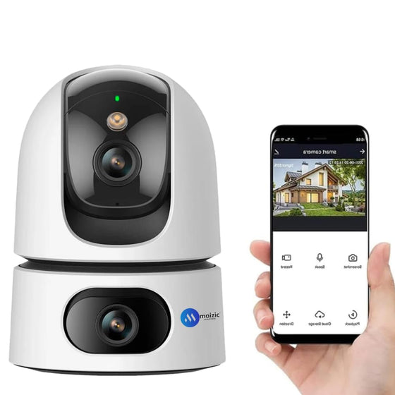 Maizic Smarthome Supercam X2 Dual-Lens 4MP+4MP Wi-Fi Indoor CCTV Camera | 360° Pan & Tilt | HD View | Color Night Vision | Two-Way Audio | AI Motion & Human Detection | Built-in Audible Alarm