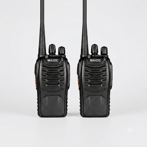 Maizic Smarthome Portable Walkie Talkie Set | 5 KM Long Range Two-Way Radio | 16 Channel 27MHz CB Radio | Rechargeable Handheld Communication Device for Security, Hiking & Travel (Black, Pack of 2)