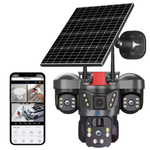 Maizic Smarthome Trion 5MP×3 Triple Lens 4G SIM Solar CCTV Camera for Home Outdoor | 3-Screen Live View | AI Human Detection | Color Night Vision | Two-Way Audio | Multi-User Access | Manual Side Rotation