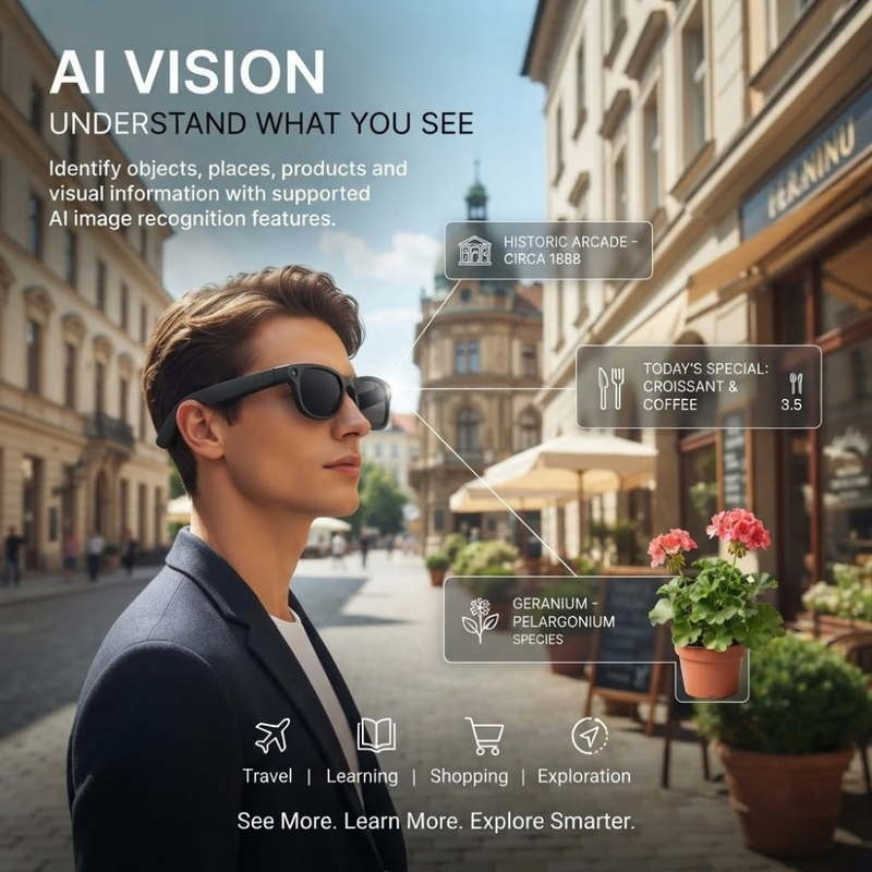 Maizic  Smarthome AI G1MAX Smart Glasses with 8MP Camera – AI Vision, Multilingual Translation, Wi-Fi, HD Video Recording, Built-in Mic & Photochromic Lenses