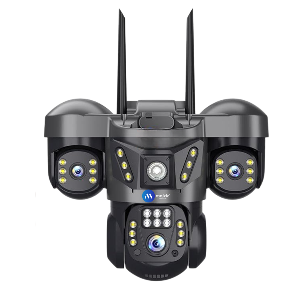 Maizic Smarthome Trion 5MP×3 Triple Lens CCTV Camera | 3-Screen Full HD View | 4G SIM Connectivity with Free SIM | Color Night Vision | Pan & Tilt | Two-Way Talk | Human Detection | 1-Year Warranty