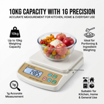 Maizic Smarthome SF-400A Digital Kitchen Weighing Scale 10kg x 1g | High-Precision Electronic Weight Machine with LCD Display, Tare & PCS Counting, Adapter Support | Ideal for Kitchen, Home, Office & Laboratory