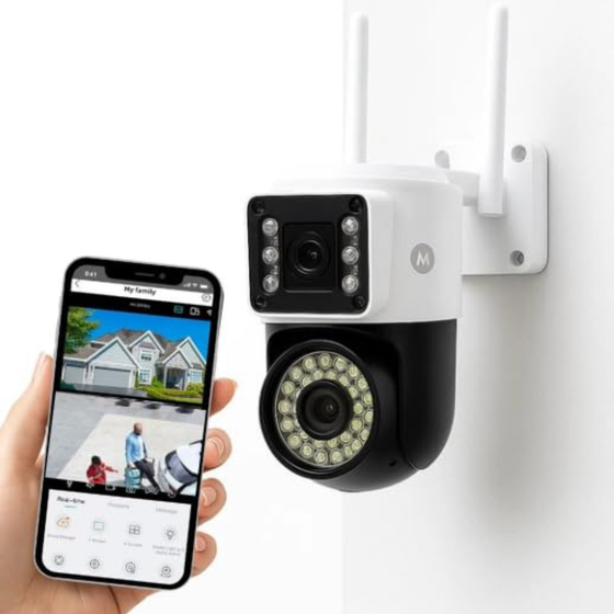 Maizic Smarthome SuperCam 36IR Dual Lens 5MP+5MP UHD WiFi Outdoor CCTV Camera for Home | Dual Screen View | Color Night Vision | AI Human Detection | 2-Way Audio | ONVIF | Wireless Security Camera