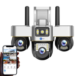 Maizic Smarthome Trigenie 4G SIM Triple Lens CCTV Camera, 5MP×3 Outdoor Security Camera with 360° PTZ, Triple Screen View, Color Night Vision, AI Motion Detection, 2-Way Audio & App Remote Access (Black)