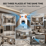 Maizic Smarthome TRIGENIE 15MP (5MP×3) WiFi Indoor CCTV Camera | Triple Lens Triple Screen Security Camera | AI Motion & Human Detection | Full Color Night Vision | Two-Way Audio | Mobile App Remote Access | Supports 128GB microSD
