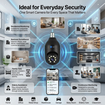 Maizic Smarthome 3MP WiFi Bulb Security Camera | 360° PTZ | AI Human Detection | Full Color Night Vision | Two-Way Audio | Easy B22 Installation | Remote Mobile Monitoring