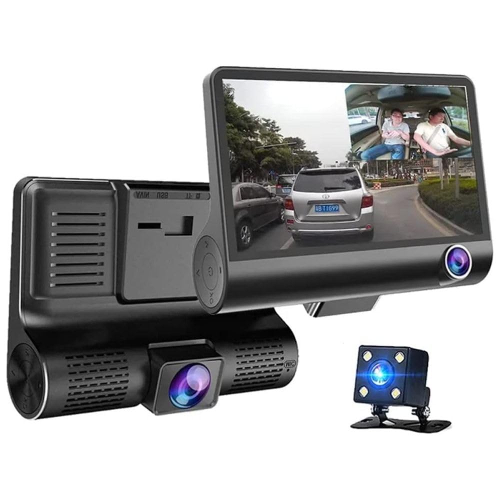 Supercam 5 MP Full HD 3 Channel Dash Cam with G-Sensor, Motion Detection, Parking Monitor