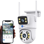 Maizic Smarthome Supercam Fox 5MP+5MP Dual Lens WiFi Outdoor Security Camera | Full HD 360° View | Color Night Vision | AI Human Detection | 2-Way Audio | Waterproof CCTV with 128GB SD Support | Multi-User Access