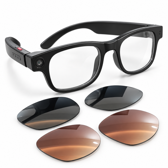 Maizic Smarthome AI Smart Glasses G2-pro with 8MP Camera, 1080P Video Recording, AI Image Recognition, Real-Time Multilingual Translation, Voice Assistant, Wi-Fi, Dual Mic & Speakers, 32GB, 3 Lens