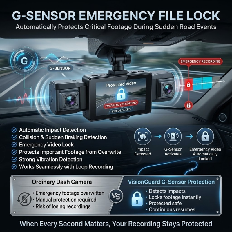 Maizic Smarthome DriveCam Pro 4-Channel Dash Camera | 360° Quad Camera Recording | Front, Left, Right & Rear Coverage | Night Vision | G-Sensor | 3