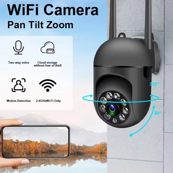 Maizic Smarthome Black Mini Fox 360° 3MP Full HD Smart Wi-Fi Security Camera, Wireless Indoor CCTV Cam | AI Person Detection | 2-Way Audio | Motion Detection | Color Night Vision CCTV Camera