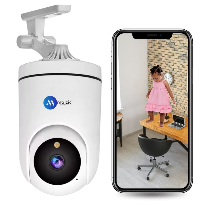 Maizic Ultracam Aura 5MP WiFi CCTV Camera | 360° Indoor Security Cam with Color Night Vision, Motion Detection, 2-Way Audio, Multi-User App Access & 128GB SD Card Support