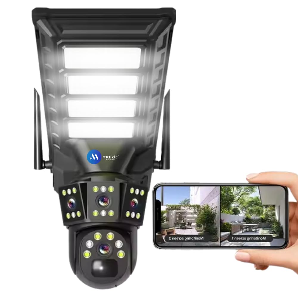 Maizic Photon X 12MP 4K 4G Solar CCTV Camera | SIM-Based with 100W Street Light | 18,000mAh Battery | 360° Pan-Tilt | IP66 Waterproof | Outdoor & Farm Security