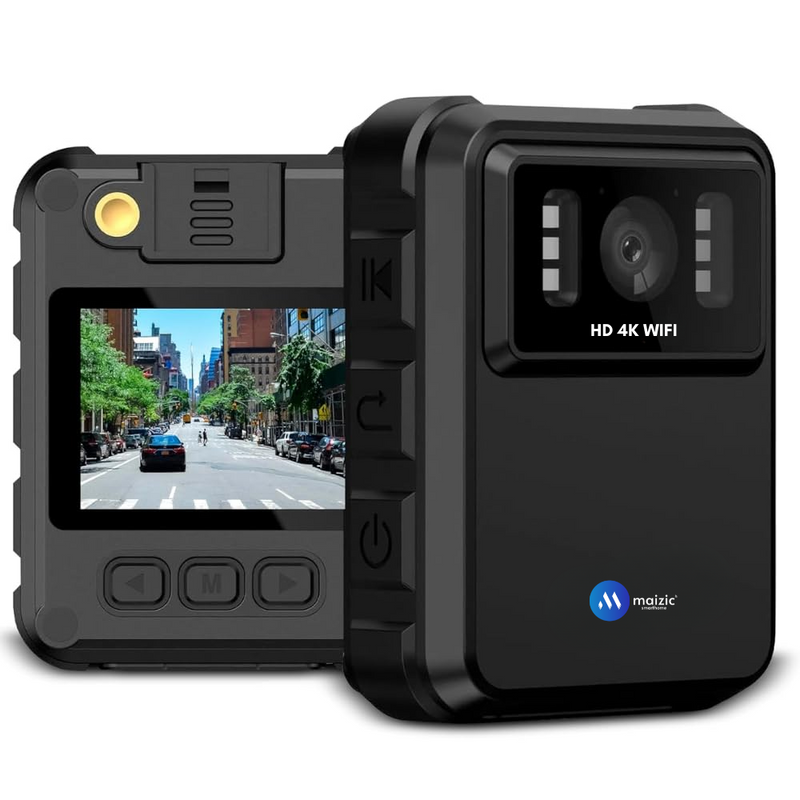 Maizic Smarthome 4K HD WiFi Clip-Cam Body Camera –Support 128GB Memory card, Mobile Wireless, Night Vision, 150° Wide Angle, IP65 Waterproof, Audio/Video Recording for Security, Law Enforcement & Personal Use