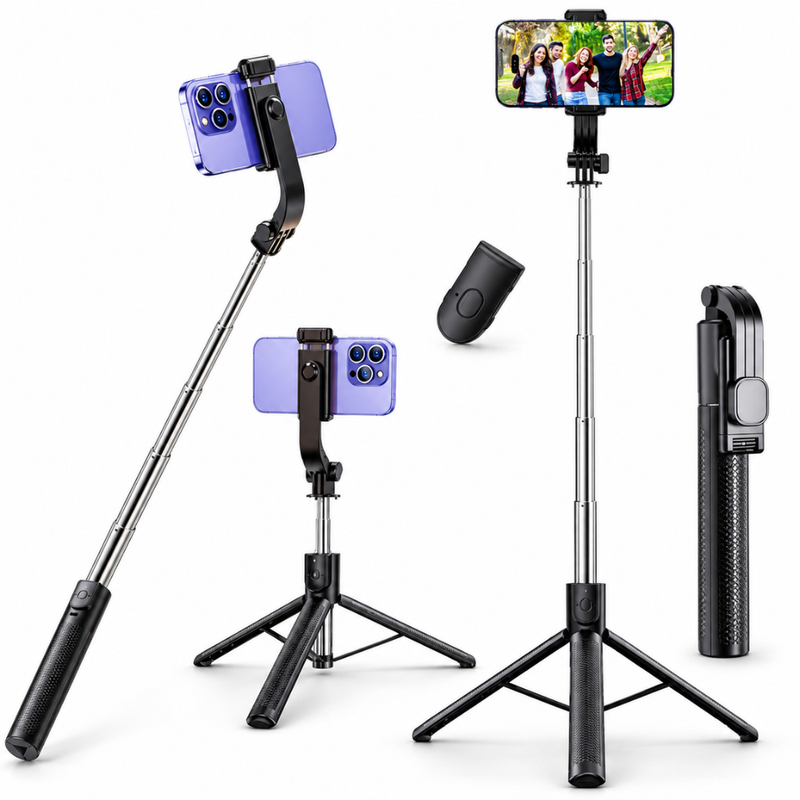 Maizic Smarthome R1SS-L Selfie Stick Tripod with Bluetooth Remote & Mini Fill Light, Extendable 69cm Phone Selfie Stick with Adjustable Holder, Wireless Shutter for Vlogging, Reels, Photos & Video