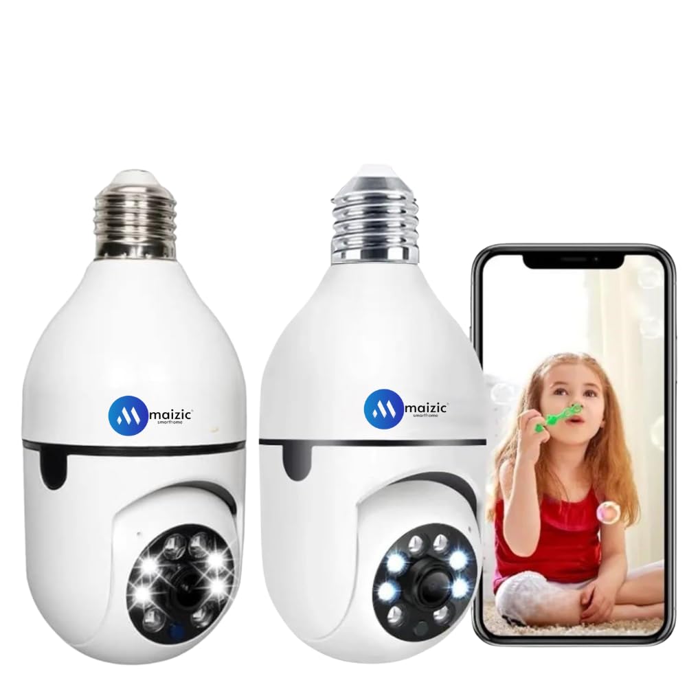 Maizic Smarthome 3MP WiFi Robo Bulb CCTV Camera (Pack of 2) 360° PTZ  Control, Motion Detection Alerts, Two-Way Audio, Color Night Vision  Indoor