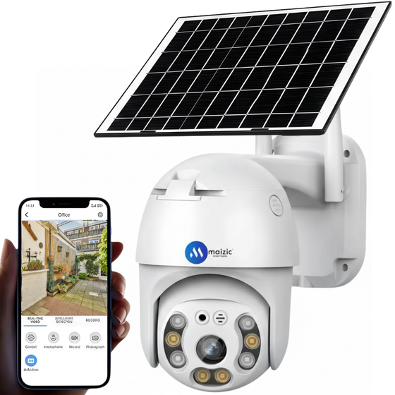 Maizic Smarthome Fox Solar 2MP FHD WiFi Outdoor CCTV Camera | 360° View | 8000 mAh Inbuilt Battery | Color Night Vision | Motion Detection | Two-Way Audio | Waterproof | SD Card Support (Up to 128GB)