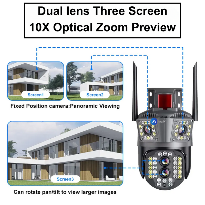 Maizic Smarthome 4G Sim 10X Optical Zoom Pan Tilt Wireless CCTV Camera