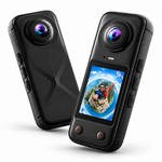 Maizic Smarthome X5 Pro 4K Waterproof Action Camera, 200° Panoramic Wide Angle, 66MP Photos, Dual Front & Rear Cameras, 16X Digital Zoom, 2.0 Inch IPS Screen, 1500mAh Battery, 32GB Memory Card