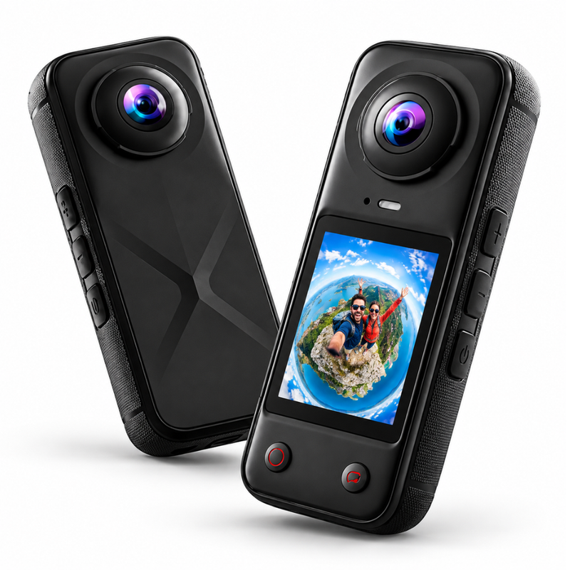 Maizic Smarthome X5 Pro 4K Waterproof Action Camera, 200° Panoramic Wide Angle, 66MP Photos, Dual Front & Rear Cameras, 16X Digital Zoom, 2.0 Inch IPS Screen, 1500mAh Battery, 32GB Memory Card