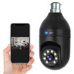 Maizic Smarthome Black Bulb Holder 3MP HD Wi-Fi CCTV Camera | Indoor Security PTZ with Color Night Vision, Two-Way Audio & Siren