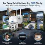 Maizic Smarthome Fox Smart 5MP WiFi Outdoor CCTV Camera | 360° PTZ Pan Tilt Zoom | 50m Color Night Vision | AI Motion Detection | Two-Way Audio | IP66 Weatherproof & Rain Resistant | SD Card Recording | Remote Live View (White)