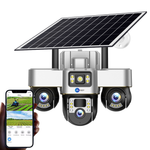 Maizic Smarthome TRIGENIE 4G Solar 6MP×3 FHD 3 Lens/3 Screen AI Triple PTZ Outdoor CCTV Camera | 360° View | Color Night Vision | Human Detection | 2-Way Audio | IP66 Waterproof | Multi User View