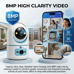 Maizic Smarthome PikaCam 8MP WiFi Indoor CCTV Camera for Home | 360° Pan & Tilt Security Camera | Color Night Vision, Motion Detection, Two-Way Audio, Mobile App Remote Access, Smart Home Camera
