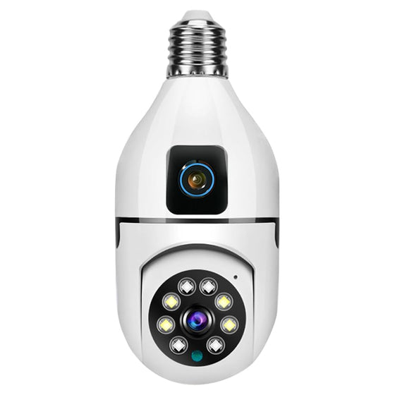 Maizic Smarthome Supercams 4+4 MP Dual Lens Smart Bulb CCTV Camera | Fixed Bullet + PTZ Dual Camera | Dual Live Monitoring | AI Human Detection | Color Night Vision | Two-Way Audio | Wireless WiFi Indoor Security Camera