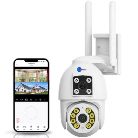 Maizic Smarthome SuperCam Dragonfly 5+5MP UHD Dual Lens/Screen WiFi Outdoor CCTV Camera for Home | Color Night Vision | Human Detection | Two-Way Audio | IP66 Waterproof Security Camera