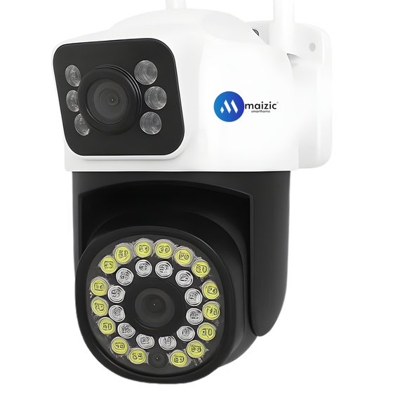 Maizic Smarthome Mini SuperCam 36IR Dual Lens 5MP+5MP WiFi Outdoor CCTV Camera | Dual Screen View | Color Night Vision | AI Human Detection | 2-Way Talk | ONVIF Support
