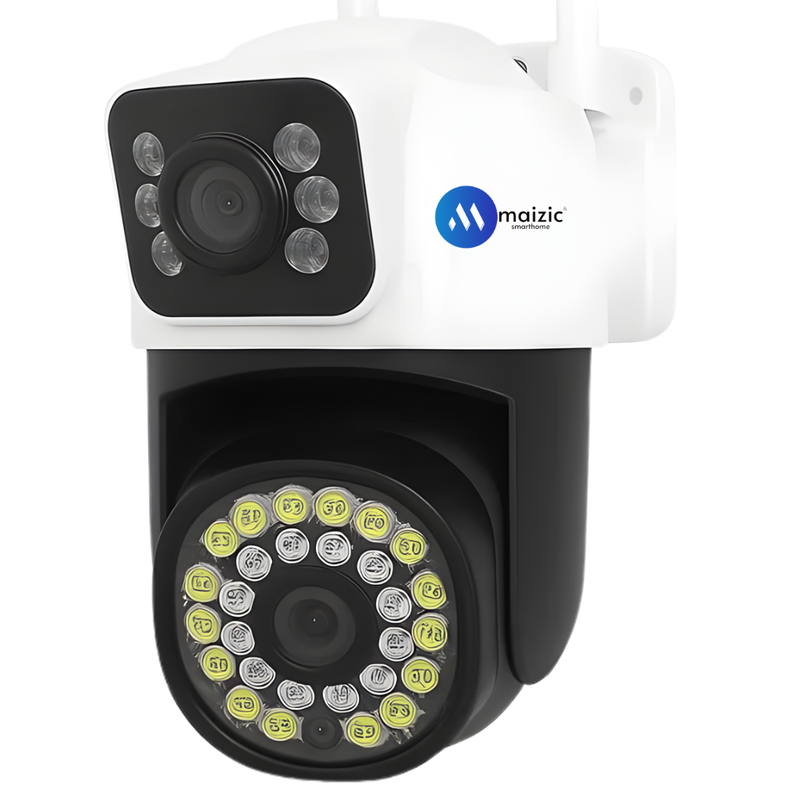 Maizic Smarthome Mini SuperCam 36IR Dual Lens 5MP+5MP WiFi Outdoor CCTV Camera | Dual Screen View | Color Night Vision | AI Human Detection | 2-Way Talk | ONVIF Support