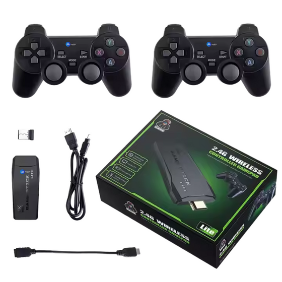 Wireless Retro Game Console Stick – 64GB Plug & Play Nostalgia Stick with 10,000+ Classic Games, 9 Emulators, 4K HDMI Output, 2 Wireless Controllers, Retro Drive Video Gaming System