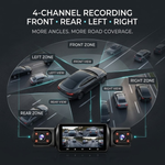 Maizic Smarthome Drive Cam Q1 4 Channel 1080P*4 Dash Camera for Car, Front Rear Left Right Recording, WiFi, WDR Night Vision, G-Sensor, Loop Recording, Parking Monitor, Wide Angle Car DVR
