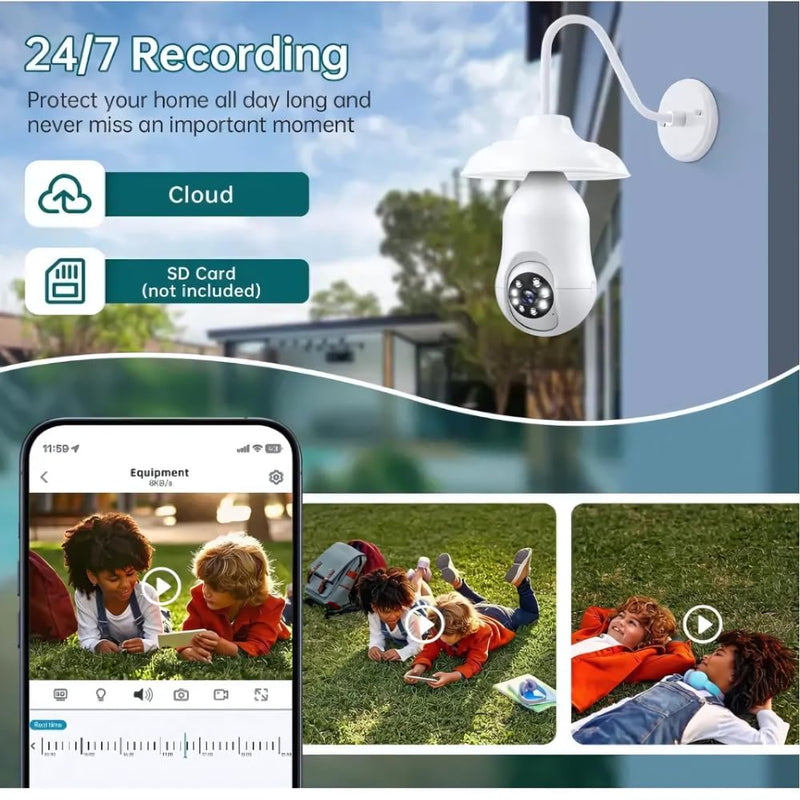 Maizic Smarthome Orbit 360° Dual Pack | 3MP Wi-Fi Bulb CCTV Camera with Motion Tracking, Color Night Vision, Two-Way Audio | Compatible with B22 & E27 Holders (Pack of 2)