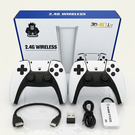 Maizic Smarthomes M15 Retro Game Console Stick | 24,000+ Built-in Games | 4K HDMI TV Gaming Console | 128GB TF Card | Dual 2.4G Wireless Controllers | Plug & Play | Multiplayer Classic Arcade Gaming System