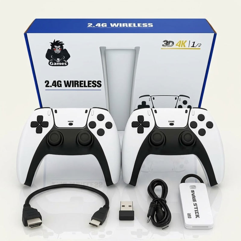 Maizic Smarthomes M15 Retro Game Console Stick | 24,000+ Built-in Games | 4K HDMI TV Gaming Console | 128GB TF Card | Dual 2.4G Wireless Controllers | Plug & Play | Multiplayer Classic Arcade Gaming System