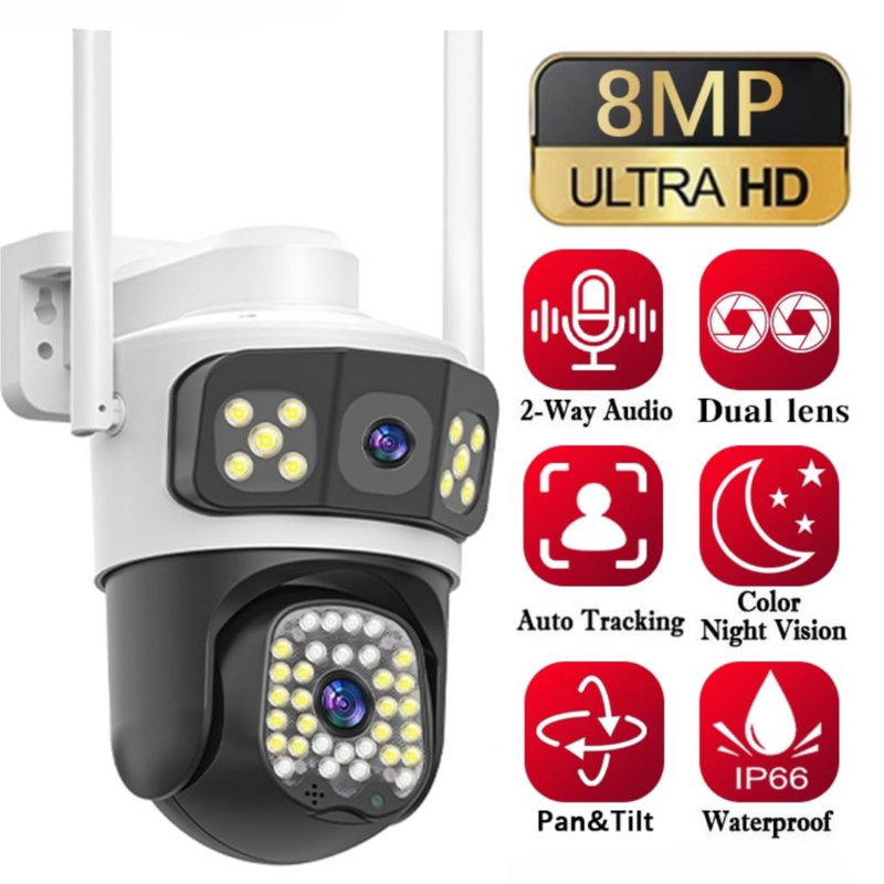 Maizic Smarthome 2k 8MP 3 in 1  Triple View WiFi Wireless PTZ Outdoor Security Camera