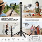 Maizic Smarthome Gimbal Camera G2 1.8M Selfie Tripod for Mobile Phone, 360° Auto Rotation AI Face Tracking Tripod with Remote Control, Quadrapod Stand & Adjustable Phone Holder for Reels, Vlogging & Video Recording
