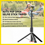 Maizic Smarthome CreatorPod 7 1.7M Auto Pop-Up Selfie Stick Tripod, Detachable Bluetooth Remote, Aluminum Alloy Extendable Phone Holder Stand, Stable Adjustable Tripod for Vlogging, Reels, Photography