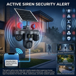 Maizic Smarthome TRIGENIE Siren Solar Wi-Fi Triple Lens 5MP×3 AI PTZ Security Camera | 360° Outdoor Surveillance | Triple Screen Monitoring | Color Night Vision | Human Detection | 2-Way Talk | IP66 Waterproof (Black)