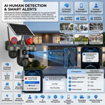 Maizic Smarthome TRIGENIE Siren 4G Solar Outdoor Security Camera | 15MP Triple Lens (5MP×3), Triple Screen Live View, 360° AI PTZ, Active Siren, Color Night Vision, Human Detection, Two-Way Audio, IP66