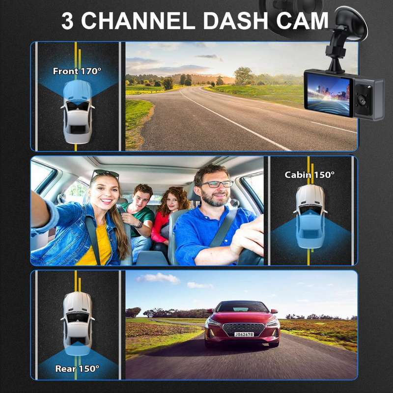 Maizic Smarthome Navic TriX WiFi 3-Channel Dash Cam | 1080P HD | 3