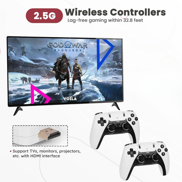 Maizic Smarthomes M22 Game Stick | 64GB Retro Gaming Console | 30,000+ Games | Built-in 52 Emulators | Wireless HD Controller | Classic Edition with Tekken, Mario, Road Fighter, GTA VCity, God of War