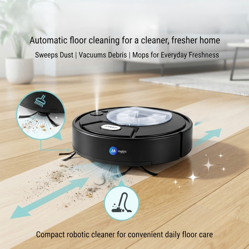 Maizic Smarthome SweepX 1 Robot Vacuum Cleaner for Home, 2-in-1 Automatic Sweeping, Vacuuming & Powerful Suction, Water Spray Function, Compact Floor Cleaning Robot for Tiles & Marble